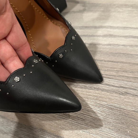 New Coach Black Scalloped Pointed-Toe Heels with Stud Detail - Picture 11 of 11